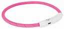 Trixie Hunde Leuchtring Nylon USB XS–S: 35 cm/ø 7 mm, pink